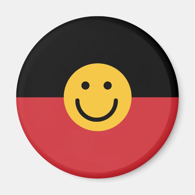 Aimant Drapeau aborigène australien avec visage sourire (Devant)