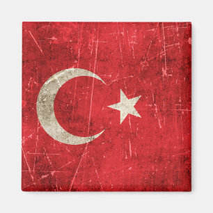 Aimant Drapeau âgé et rayé de cru de la Turquie