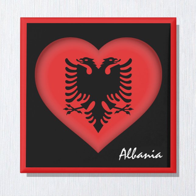 Aimant Drapeau albanais & Coeur Albanie vacances /sports (Créateur téléchargé)