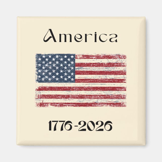Aimant Drapeau américain 1776 à 2026 États-Unis 250e anni (Devant)