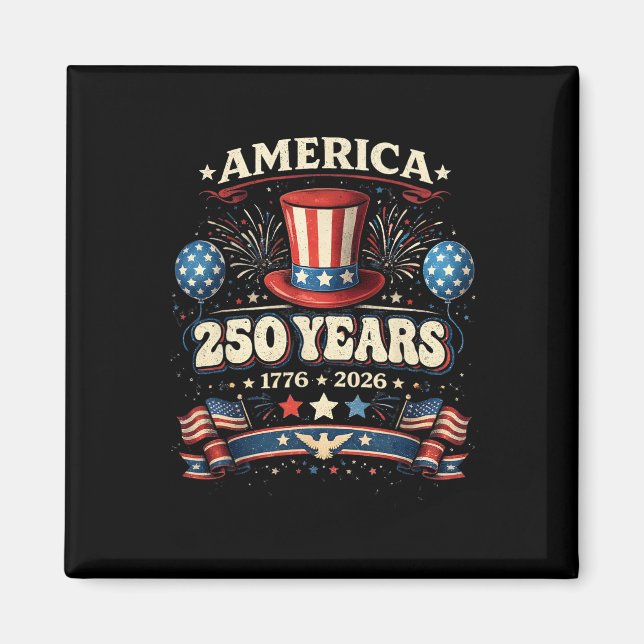 Aimant Drapeau américain 250 ans 250e anniversaire États- (Devant)
