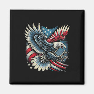 Aimant Drapeau Américain Aigle Bald 4 Juillet Usa Patriot