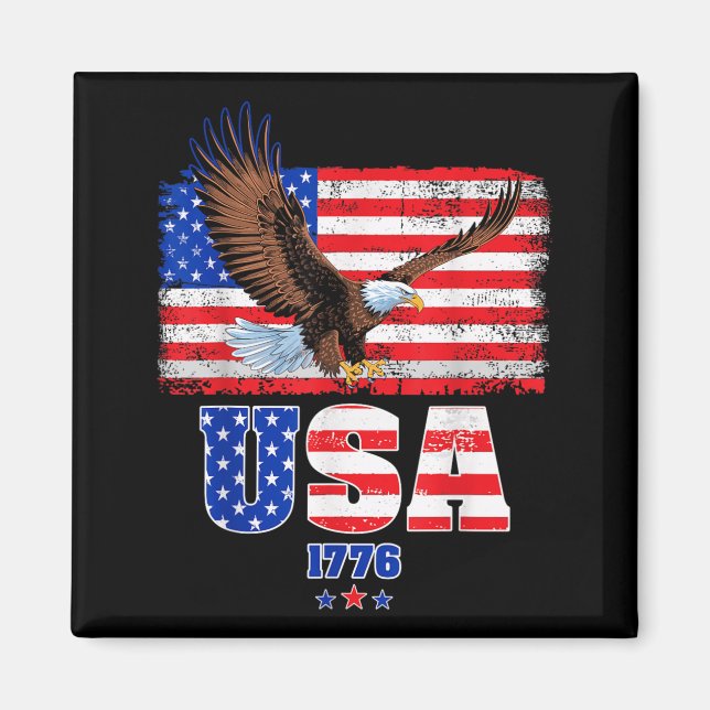 Aimant Drapeau Américain Aigle Patriotique Fête de l'Indé (Devant)