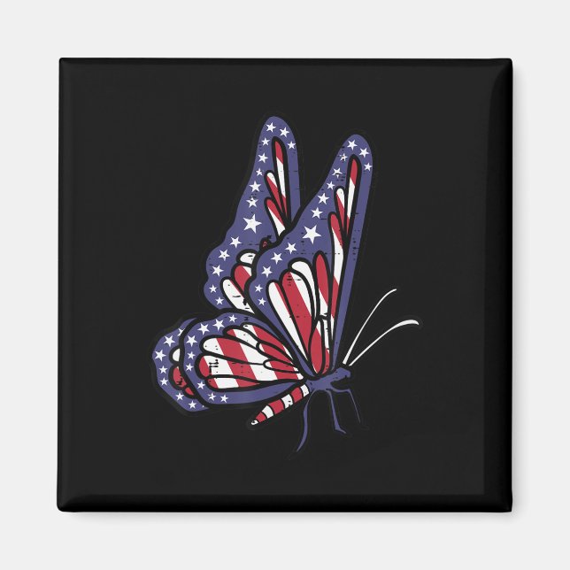 Aimant Drapeau américain américain Papillon Jour du souve (Devant)