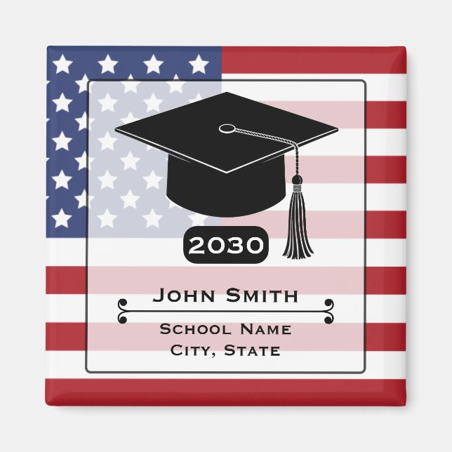 Aimant Drapeau américain année de remise des diplômes USA (Devant)
