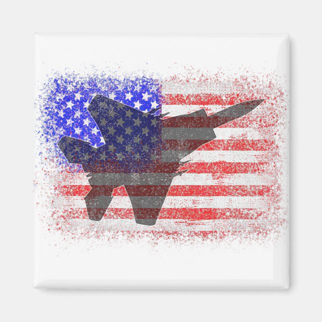 Aimant Drapeau Américain Avion  Patriotique Force Aérienn (Devant)