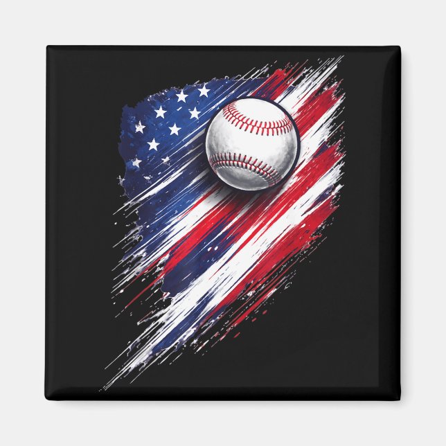Aimant Drapeau américain baseball garçons filles hommes f (Devant)