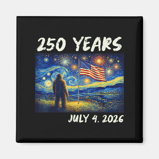 Aimant Drapeau américain Bigfoot 250 ans 4 juillet 250e (Devant)