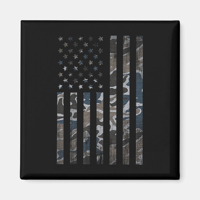 Aimant Drapeau américain Camouflage 4 juillet militaire (Devant)
