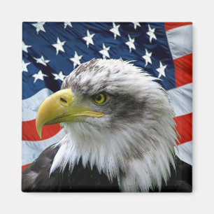 Aimant Drapeau américain chauve patriotique d'Eagle