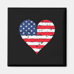 Aimant Drapeau Américain Cœur 4 Juillet États-Unis Fierté