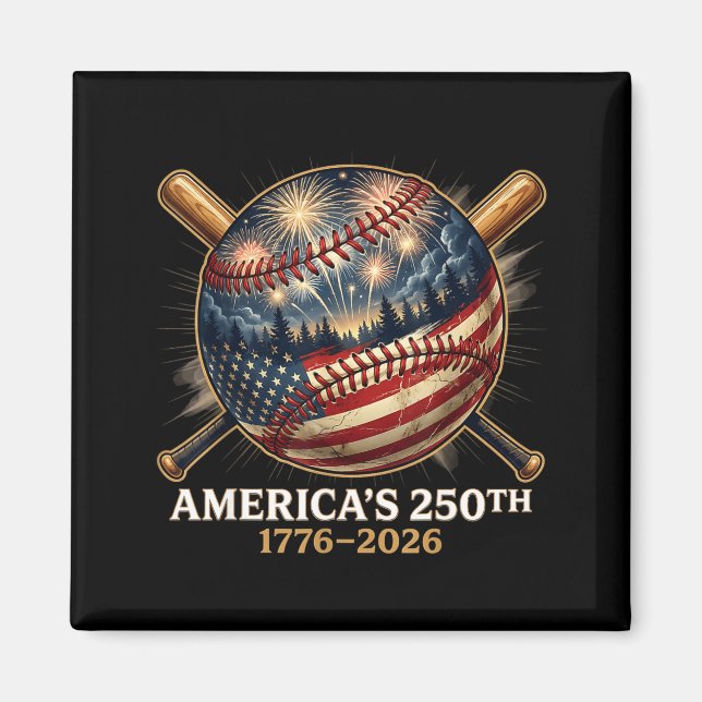 Aimant Drapeau américain de baseball 250e patriotique amé (Devant)