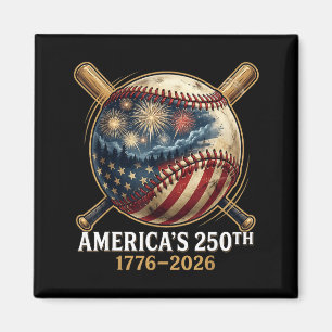 Aimant Drapeau américain de baseball 250e patriotique amé