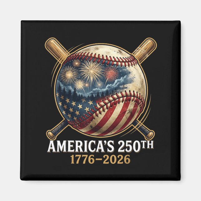 Aimant Drapeau américain de baseball 250e patriotique amé (Devant)