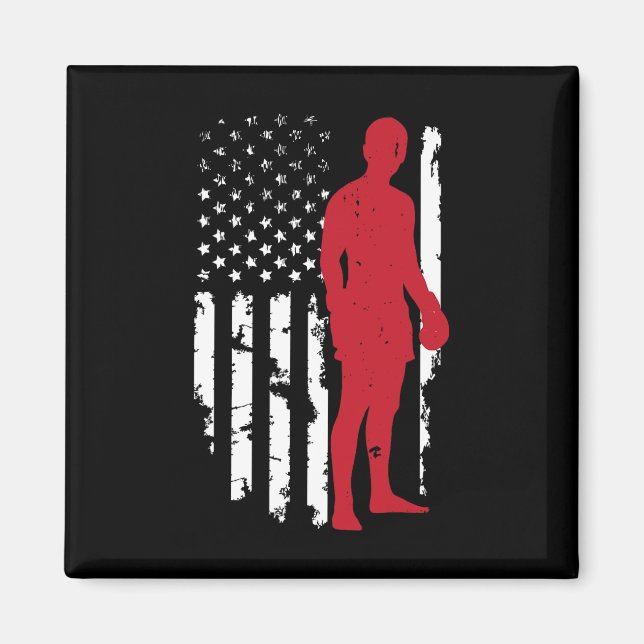 Aimant Drapeau américain de boxe de kickboxing patriotiqu (Devant)