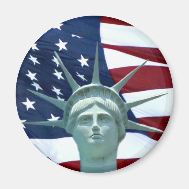 Aimant Drapeau américain de la Statue de la Liberté (Devant)
