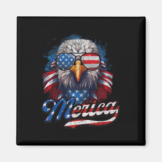 Aimant Drapeau américain de l'aigle 4 juillet Merica (Devant)