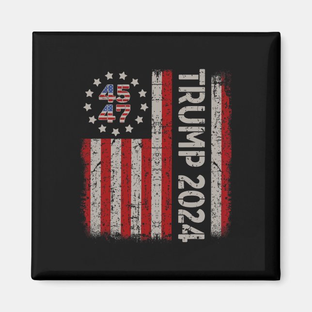 Aimant Drapeau américain de Trump 2024 (à l'arrière) (Devant)