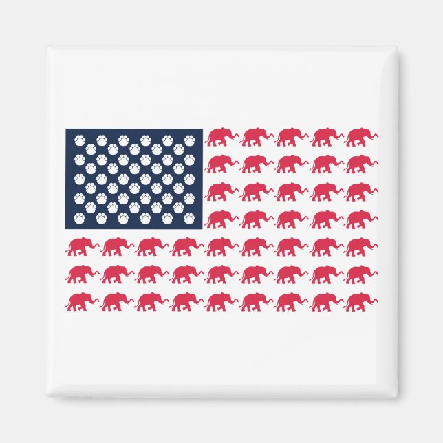 Aimant Drapeau américain éléphant (Devant)