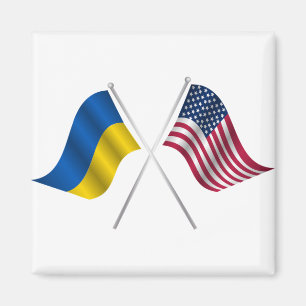 Aimant Drapeau américain et drapeau ukrainien
