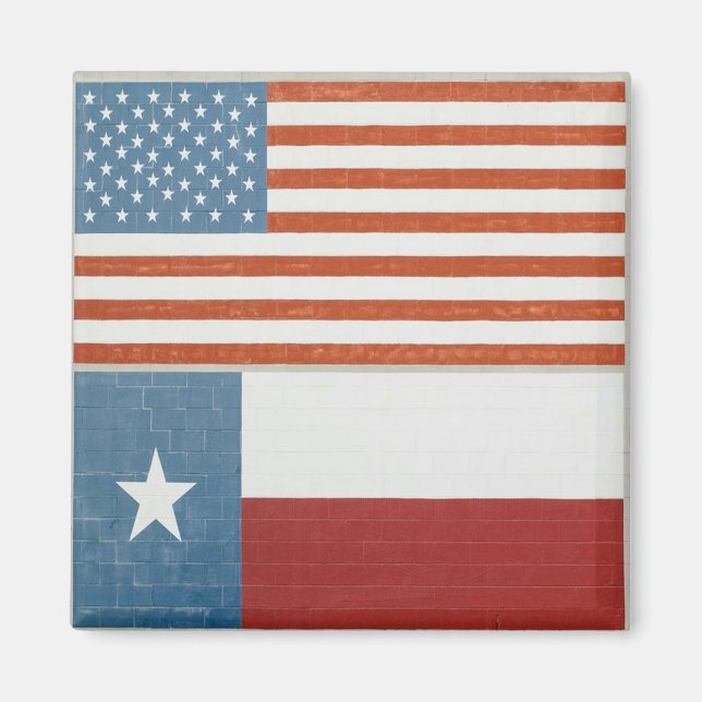 Aimant Drapeau américain et texan USA Rouge Blanc et Bleu (Devant)