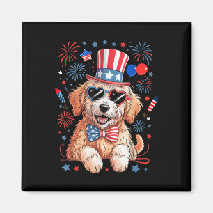 Aimant Drapeau Américain Goldendoodle Patriotique 4 Juill