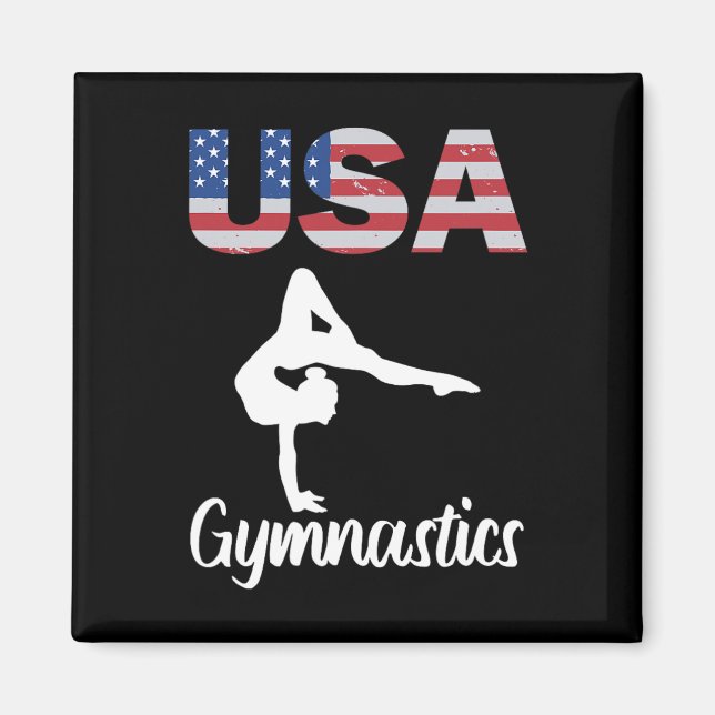 Aimant Drapeau Américain Gymnastique Tee Gymnaste 4e De J (Devant)