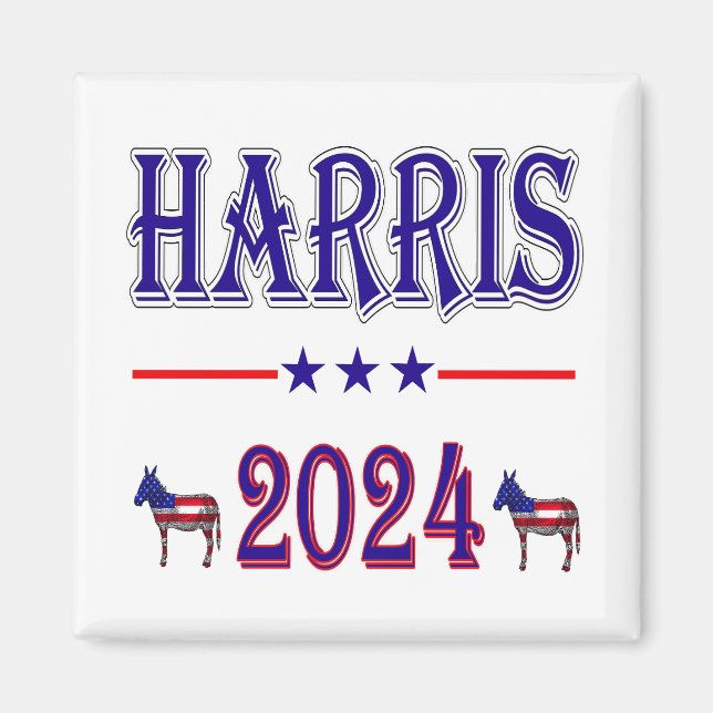 Aimant Drapeau américain Harris 2024 Pres Democrat Donkey (Devant)