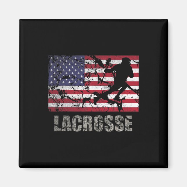 Aimant Drapeau américain Lacrosse Drapeau américain Drape (Devant)