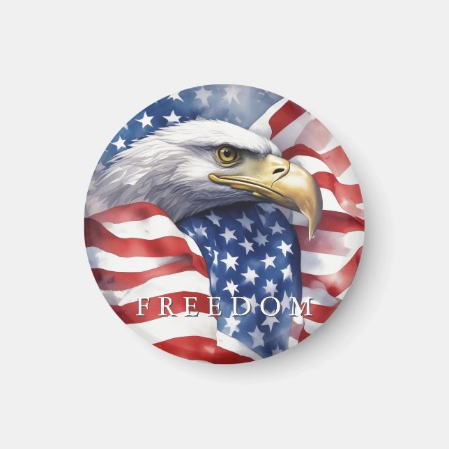 Aimant Drapeau américain Liberté Aigle Motivationnel Insp (Devant)