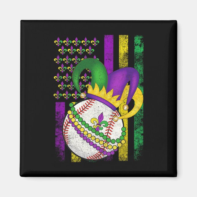 Aimant Drapeau Américain Mardi Gras Fleur De Lis Bysell L (Devant)