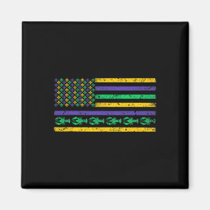 Aimant Drapeau américain Mardi Gras T Shirt Mardi Gras Cr