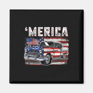 Aimant Drapeau américain Merica vieille voiture 4 juillet