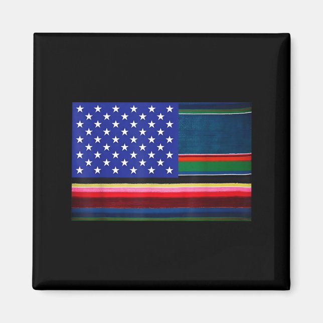 Aimant Drapeau américain mexicain serape cinco de mayo po (Devant)