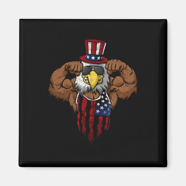 Aimant Drapeau Américain Oncle Musclé Squat Dabbing Flexi (Devant)