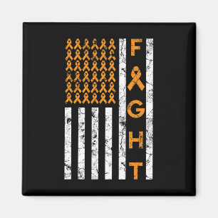 Aimant Drapeau américain Orange Ribbon Leukemia Awar