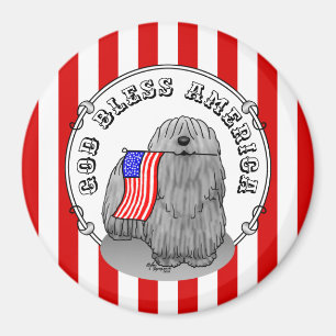 Aimant Drapeau américain patriotique USA Puli Dog (gris)