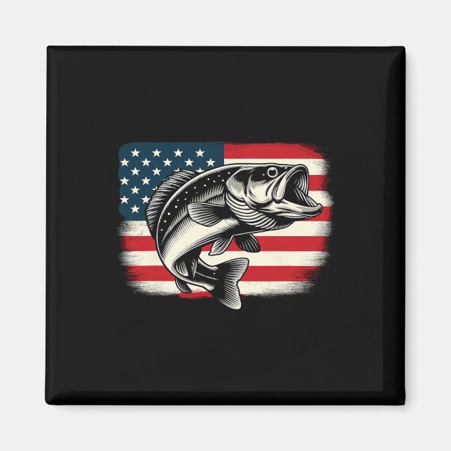Aimant Drapeau américain Pêche Patriotique (Devant)