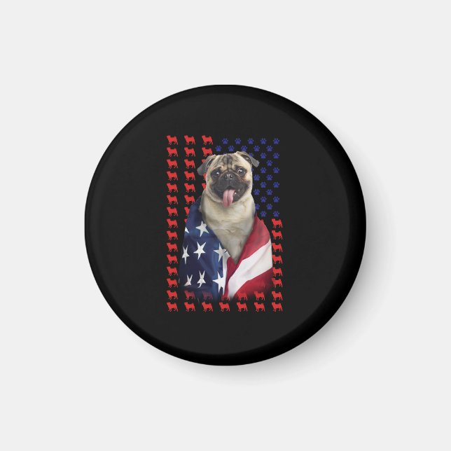 Aimant Drapeau américain Puggy (Devant)