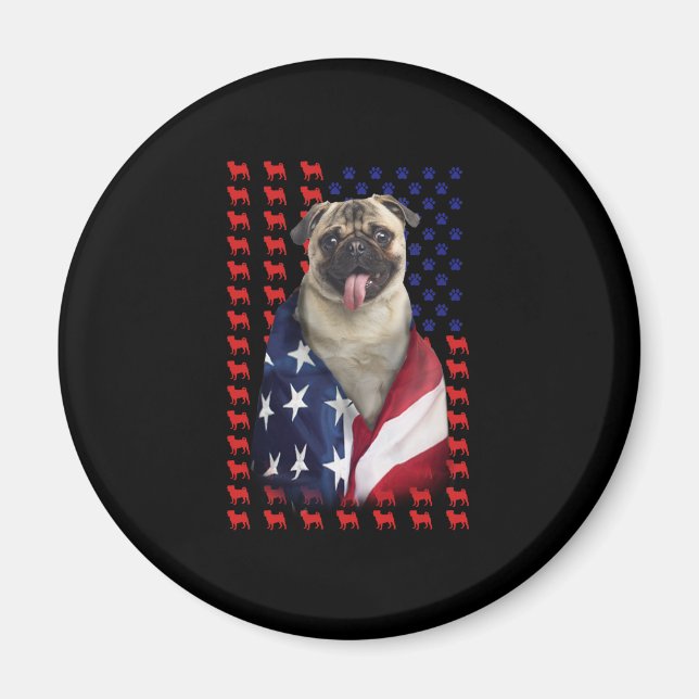 Aimant Drapeau américain Puggy (Devant)