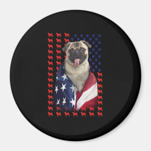Aimant Drapeau américain Puggy