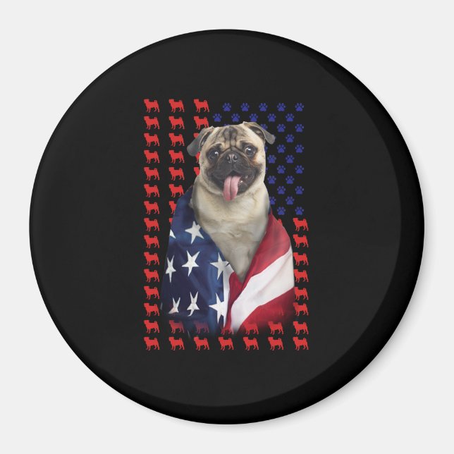 Aimant Drapeau américain Puggy (Devant)