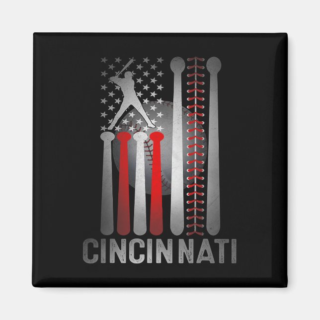 Aimant Drapeau américain rétro Cincinnati en détresse Bas (Devant)