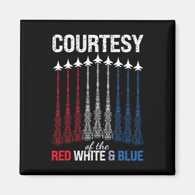 Aimant Drapeau américain rouge blanc bleu de jets de comb (Devant)