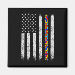 Aimant Drapeau américain sensibilisation sur l'autisme