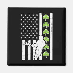 Aimant Drapeau américain Shamrock Lacrosse Vintage Lax St