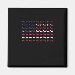 Aimant Drapeau américain Silhouette Dachshund 4 juillet