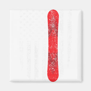Aimant Drapeau américain Snowboard Sports d'hiver patriot