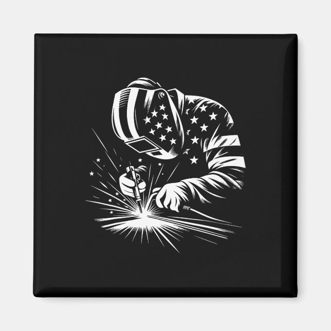 Aimant Drapeau Américain Soudeur Patriotique (Devant)