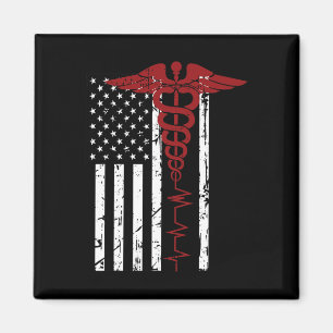 Aimant Drapeau américain Symbole Médicale Noir Patriotiqu
